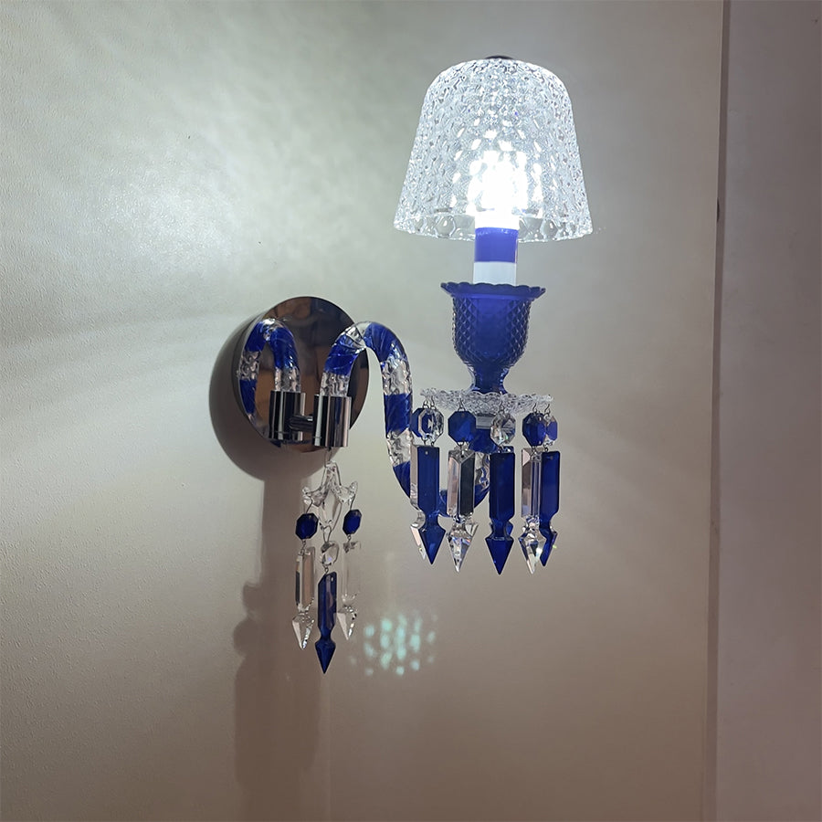 Luxury Blue Crystal Mesh Wall Sconce – 1-Light, 2-Light or 3-Light
