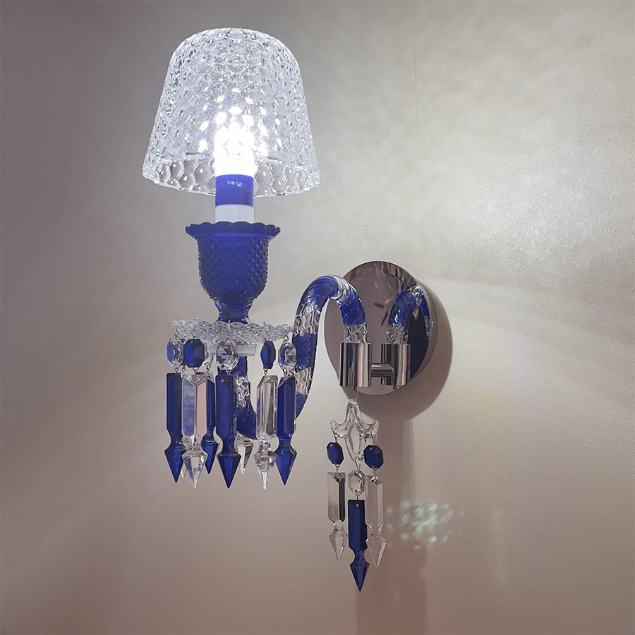 Luxury Blue Crystal Mesh Wall Sconce – 1-Light, 2-Light or 3-Light