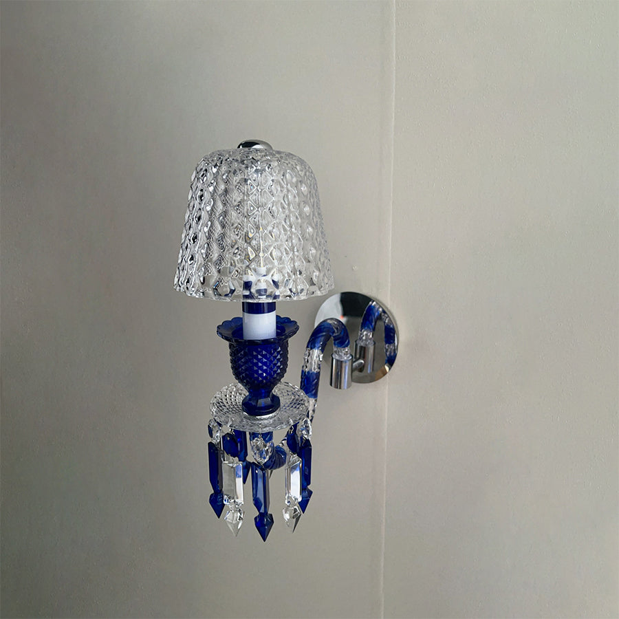 Luxury Blue Crystal Mesh Wall Sconce – 1-Light, 2-Light or 3-Light