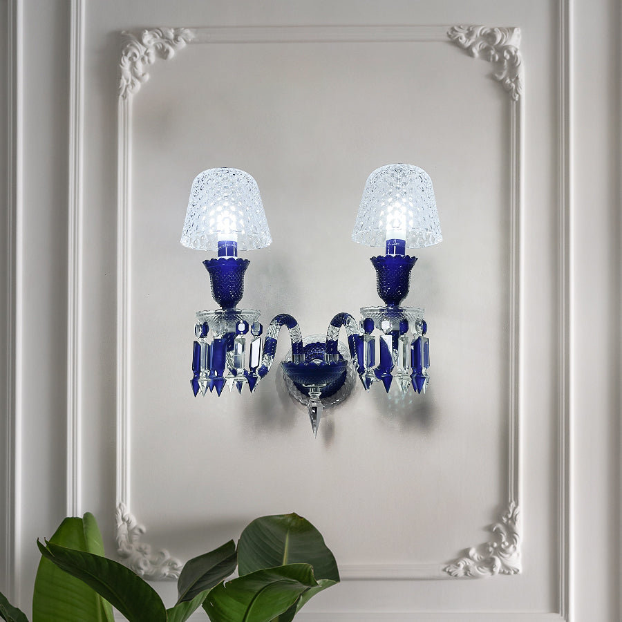 Luxury Blue Crystal Mesh Wall Sconce – 1-Light, 2-Light or 3-Light