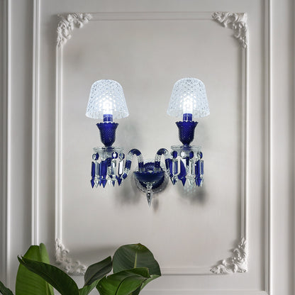 Luxury Blue Crystal Mesh Wall Sconce – 1-Light, 2-Light or 3-Light