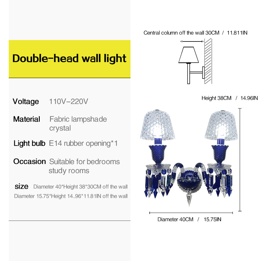 Luxury Blue Crystal Mesh Wall Sconce – 1-Light, 2-Light or 3-Light