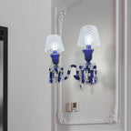 Luxury Blue Crystal Mesh Wall Sconce – 1-Light, 2-Light or 3-Light