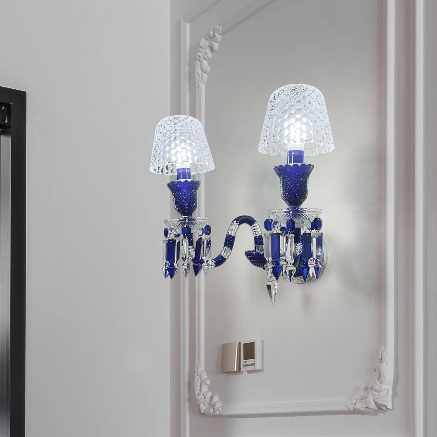 Luxury Blue Crystal Mesh Wall Sconce – 1-Light, 2-Light or 3-Light