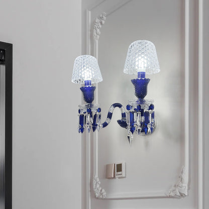 Luxury Blue Crystal Mesh Wall Sconce – 1-Light, 2-Light or 3-Light