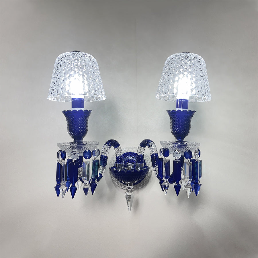 Luxury Blue Crystal Mesh Wall Sconce – 1-Light, 2-Light or 3-Light