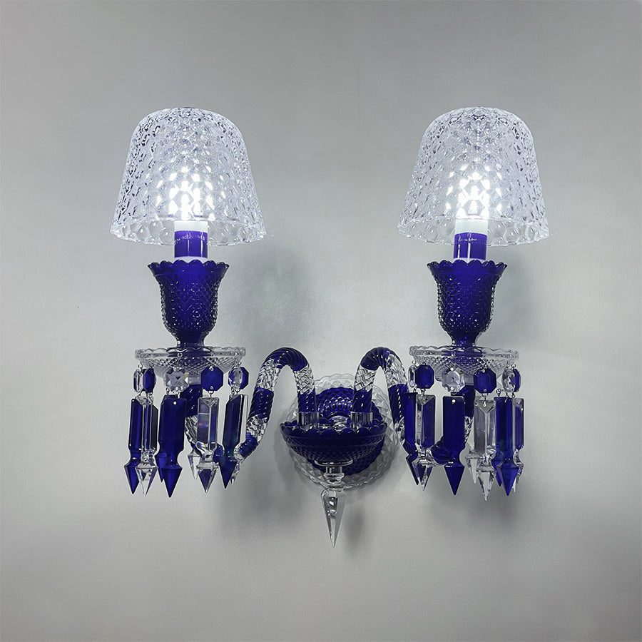 Luxury Blue Crystal Mesh Wall Sconce – 1-Light, 2-Light or 3-Light