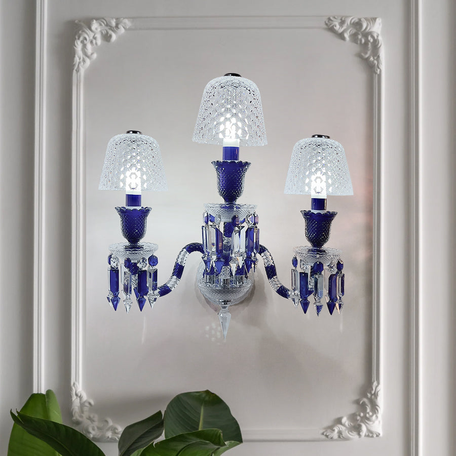 Luxury Blue Crystal Mesh Wall Sconce – 1-Light, 2-Light or 3-Light