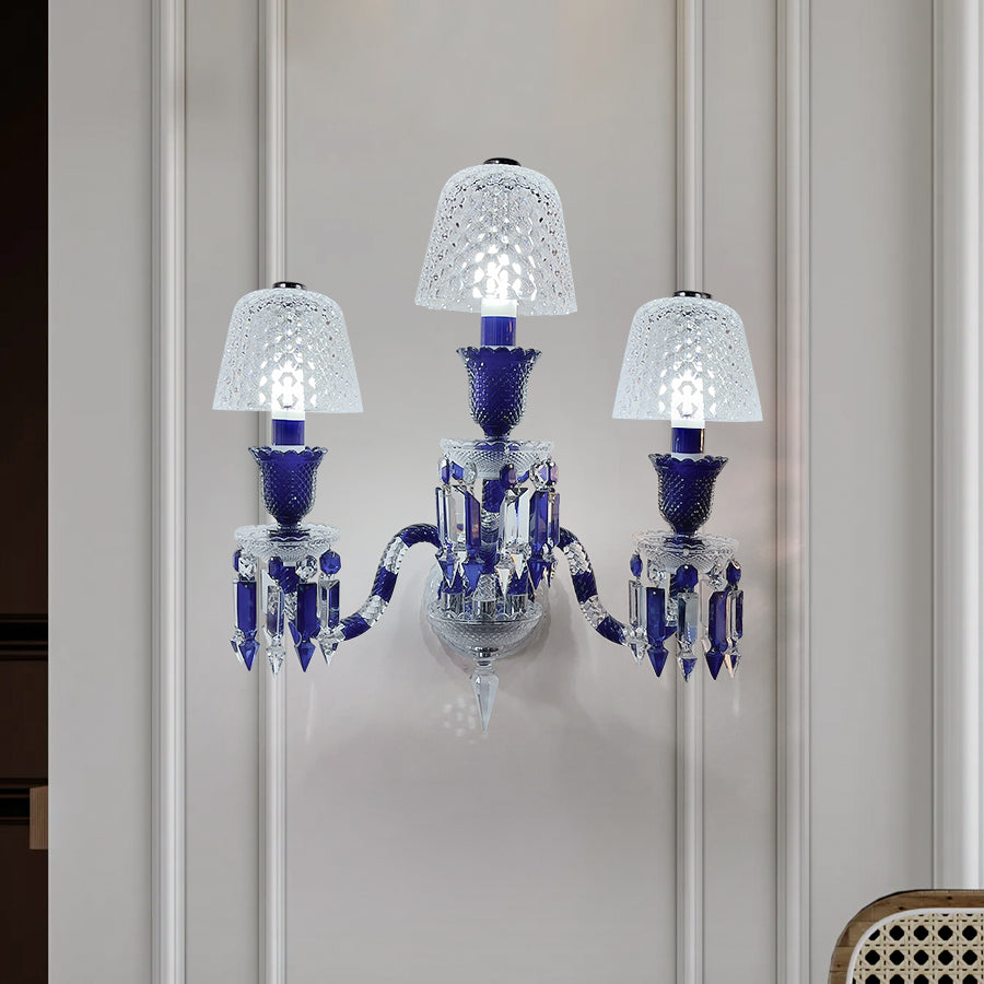 Luxury Blue Crystal Mesh Wall Sconce – 1-Light, 2-Light or 3-Light