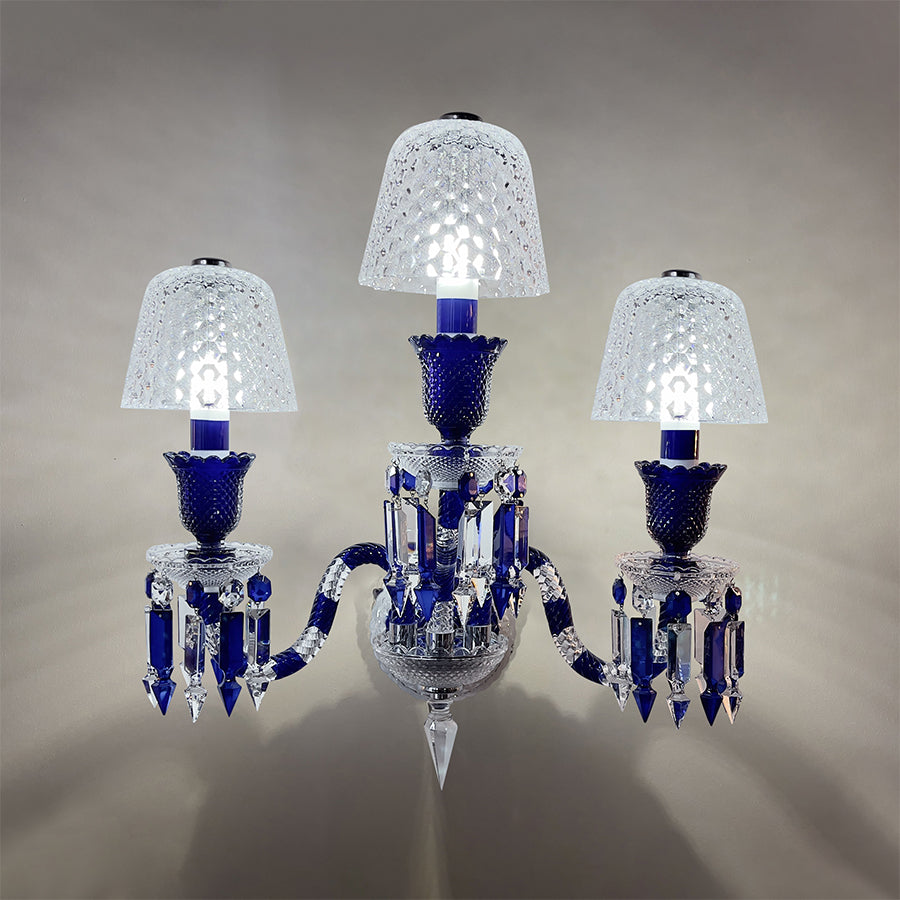 Luxury Blue Crystal Mesh Wall Sconce – 1-Light, 2-Light or 3-Light