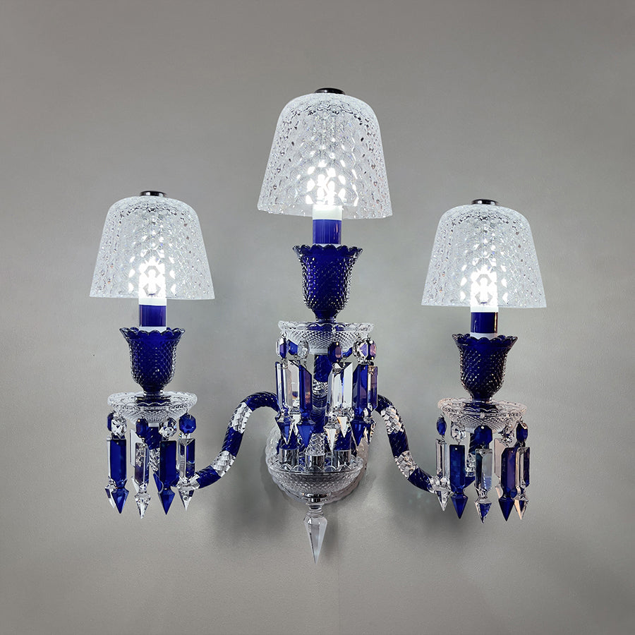 Luxury Blue Crystal Mesh Wall Sconce – 1-Light, 2-Light or 3-Light