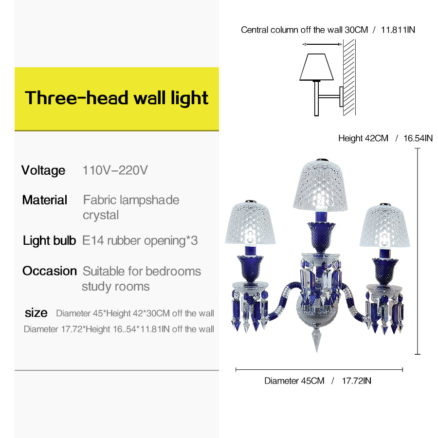 Luxury Blue Crystal Mesh Wall Sconce – 1-Light, 2-Light or 3-Light