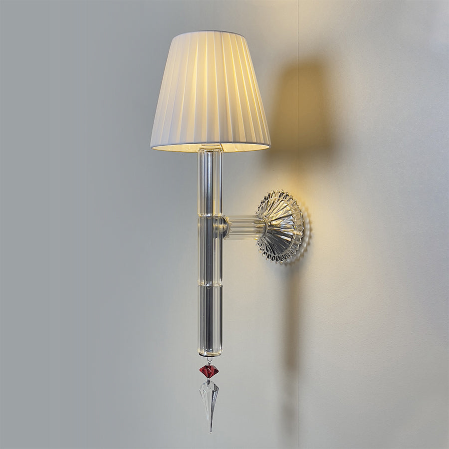 Luxury Silver Wall Sconce with Pleated Fabric Shade