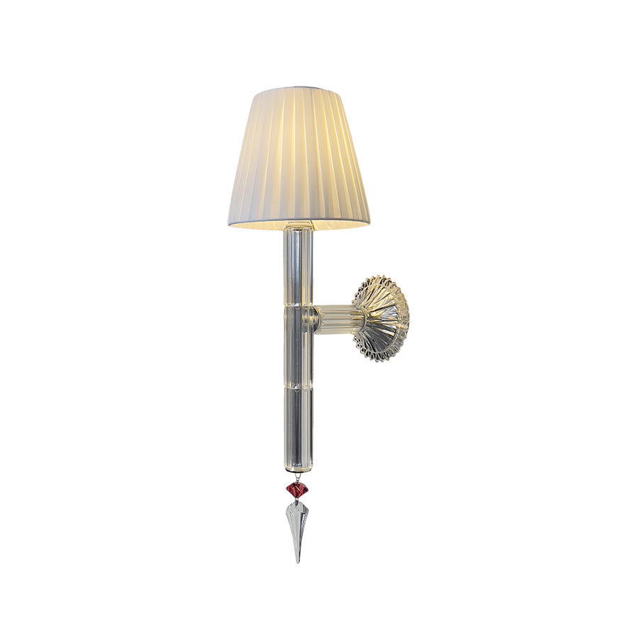Luxury Silver Wall Sconce with Pleated Fabric Shade