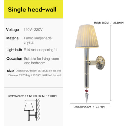 Luxury Silver Wall Sconce with Pleated Fabric Shade