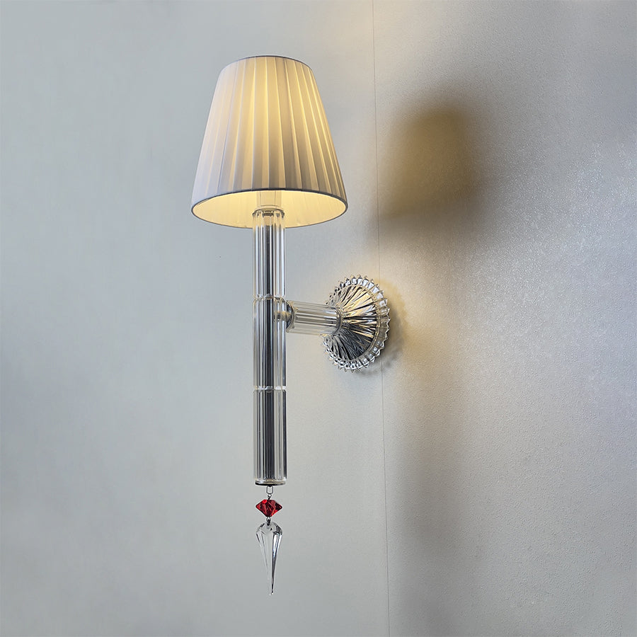 Luxury Silver Wall Sconce with Pleated Fabric Shade