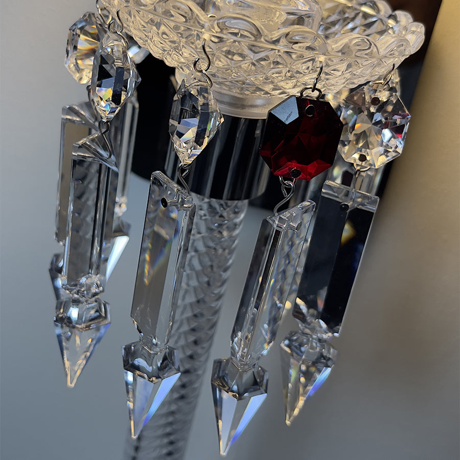Elegant Pleated Shade Crystal Wall Sconce with Decorative Pendant
