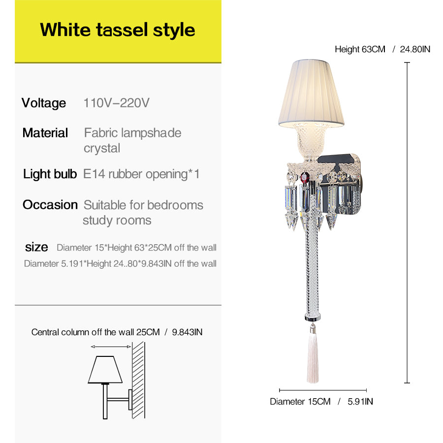 Elegant Pleated Shade Crystal Wall Sconce with Decorative Pendant