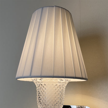 Elegant Pleated Shade Crystal Wall Sconce with Decorative Pendant