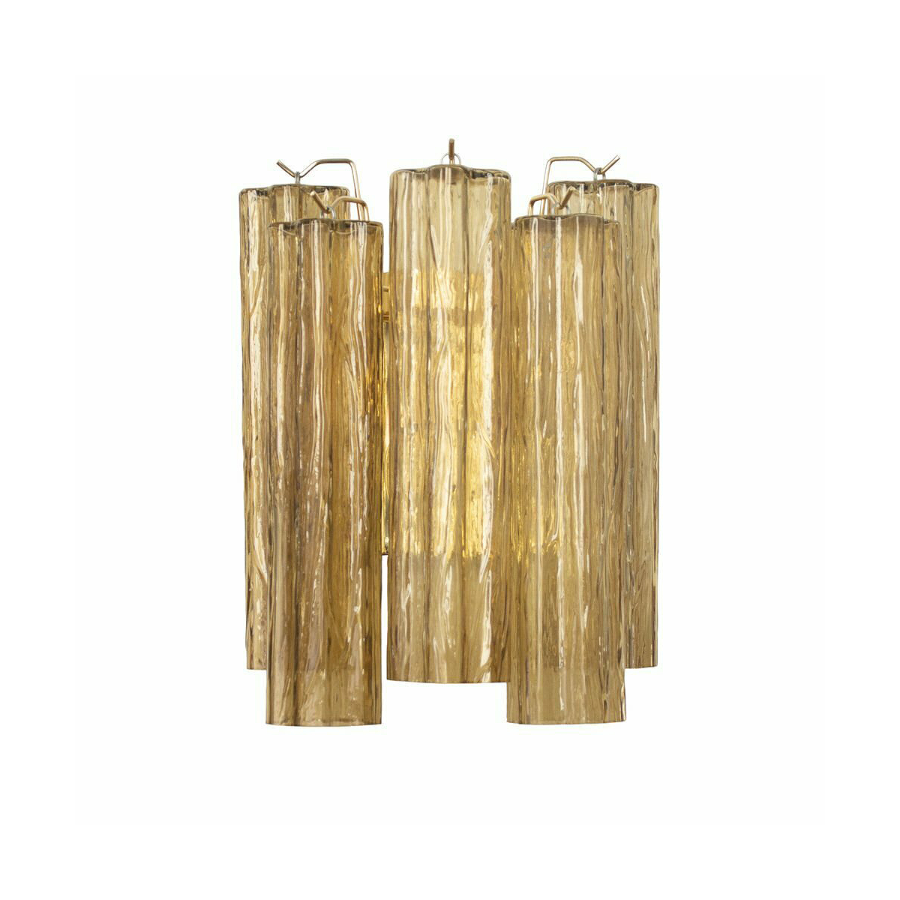 Mid-Century Amber Murano Glass Tube Wall Sconce – Italian Vintage Wall Light