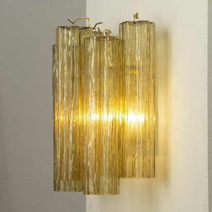 Mid-Century Amber Murano Glass Tube Wall Sconce – Italian Vintage Wall Light