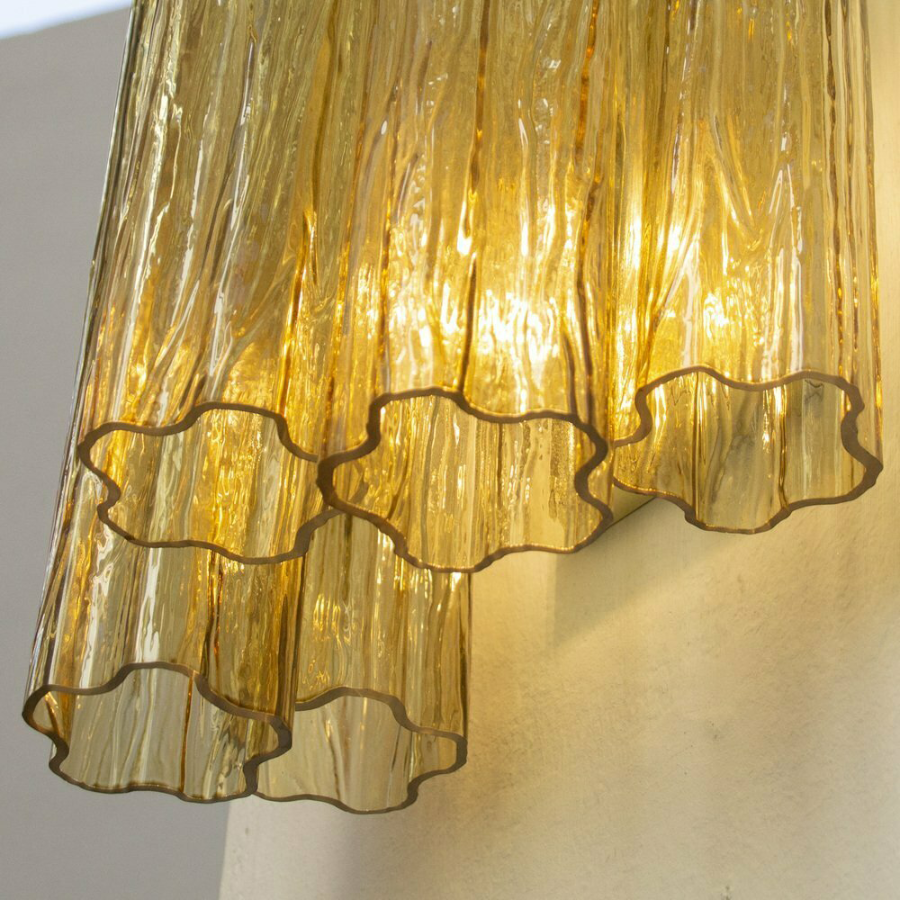 Mid-Century Amber Murano Glass Tube Wall Sconce – Italian Vintage Wall Light