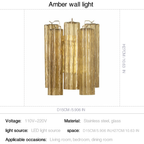 Mid-Century Amber Murano Glass Tube Wall Sconce – Italian Vintage Wall Light