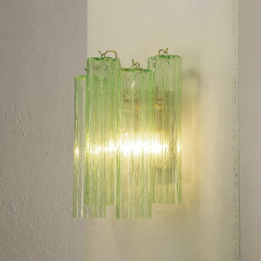 Mid-Century Amber Murano Glass Tube Wall Sconce – Italian Vintage Wall Light