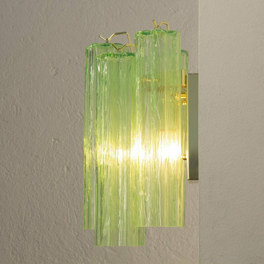 Mid-Century Amber Murano Glass Tube Wall Sconce – Italian Vintage Wall Light