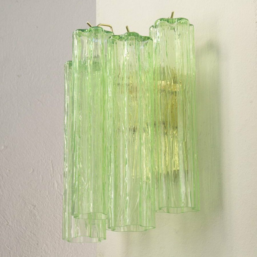Mid-Century Amber Murano Glass Tube Wall Sconce – Italian Vintage Wall Light