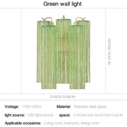 Mid-Century Amber Murano Glass Tube Wall Sconce – Italian Vintage Wall Light