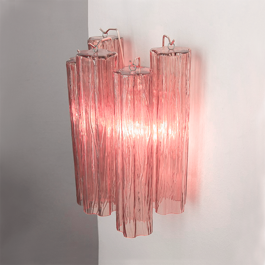 Mid-Century Amber Murano Glass Tube Wall Sconce – Italian Vintage Wall Light