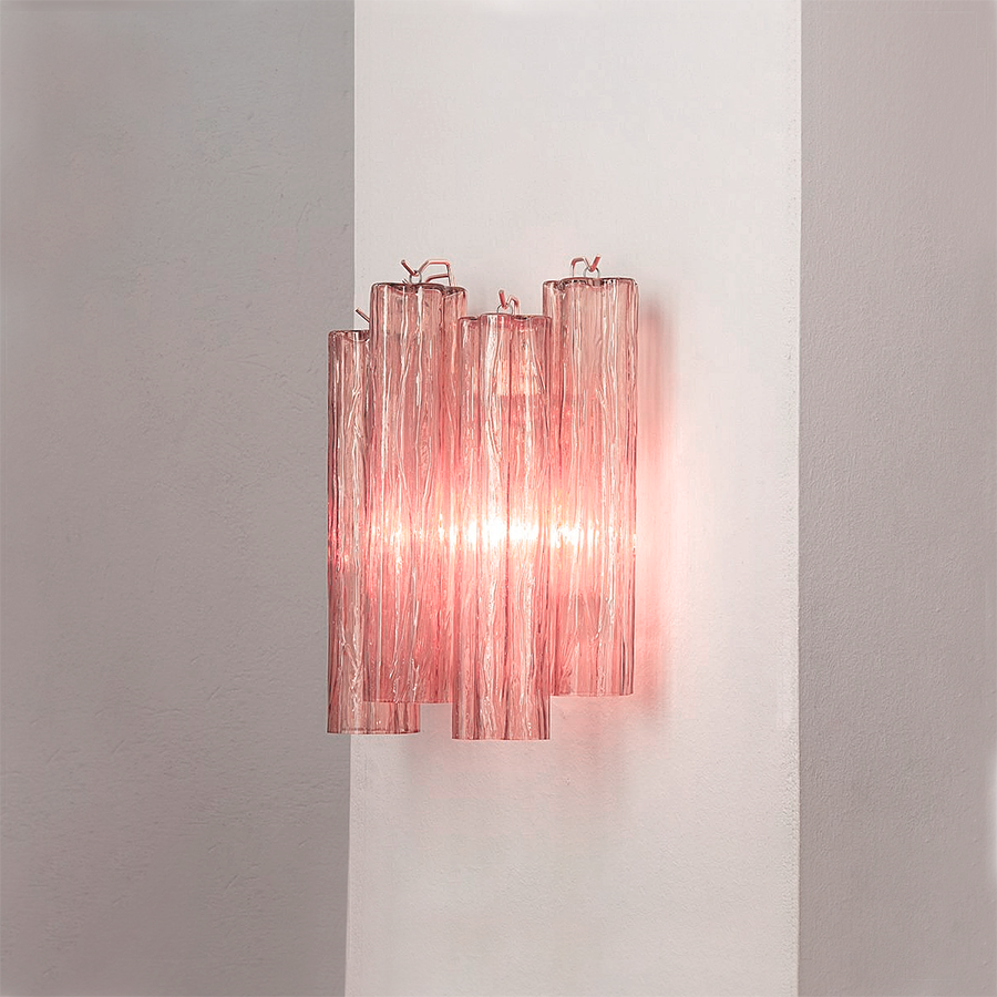 Mid-Century Amber Murano Glass Tube Wall Sconce – Italian Vintage Wall Light