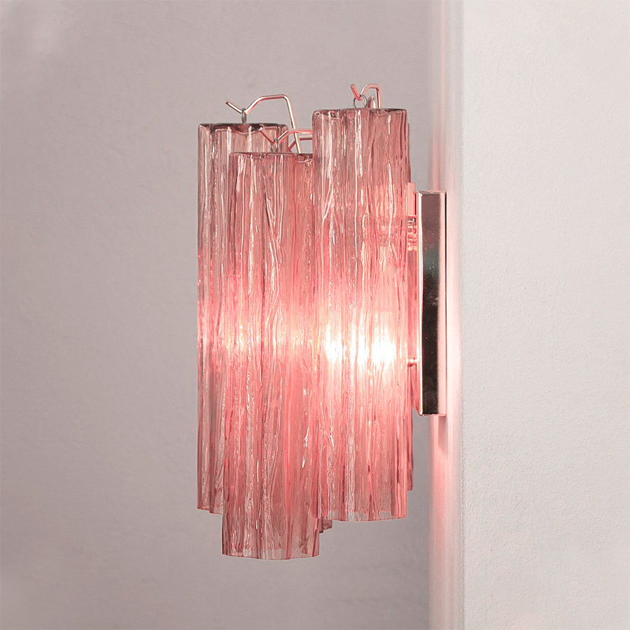 Mid-Century Amber Murano Glass Tube Wall Sconce – Italian Vintage Wall Light