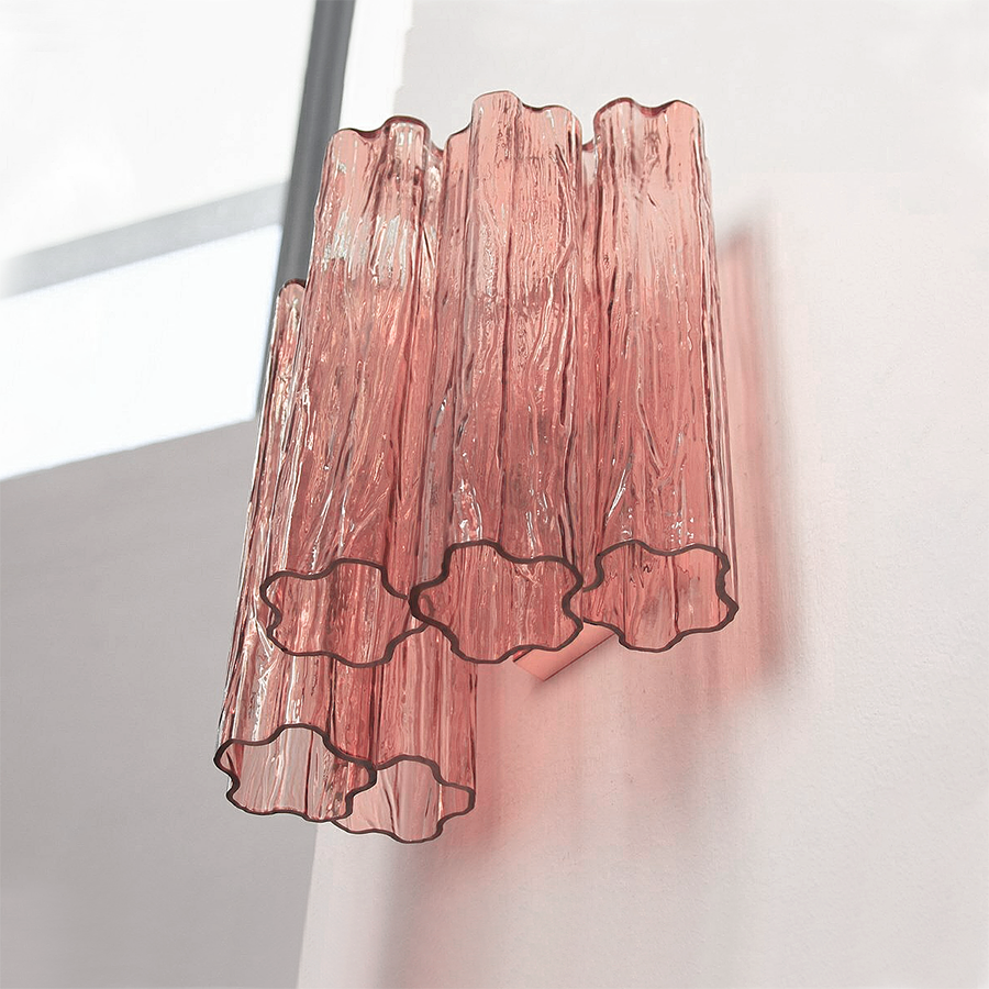 Mid-Century Amber Murano Glass Tube Wall Sconce – Italian Vintage Wall Light