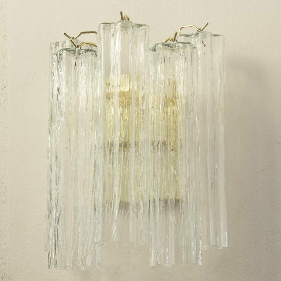 Mid-Century Amber Murano Glass Tube Wall Sconce – Italian Vintage Wall Light