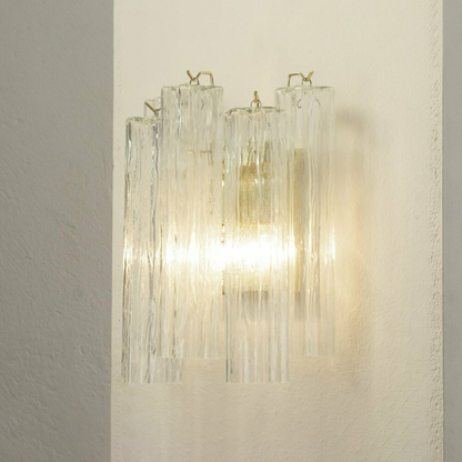 Mid-Century Amber Murano Glass Tube Wall Sconce – Italian Vintage Wall Light
