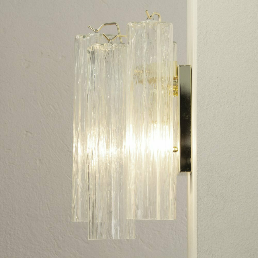 Mid-Century Amber Murano Glass Tube Wall Sconce – Italian Vintage Wall Light