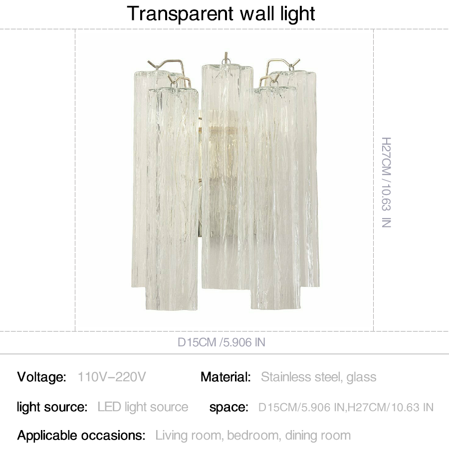 Mid-Century Amber Murano Glass Tube Wall Sconce – Italian Vintage Wall Light