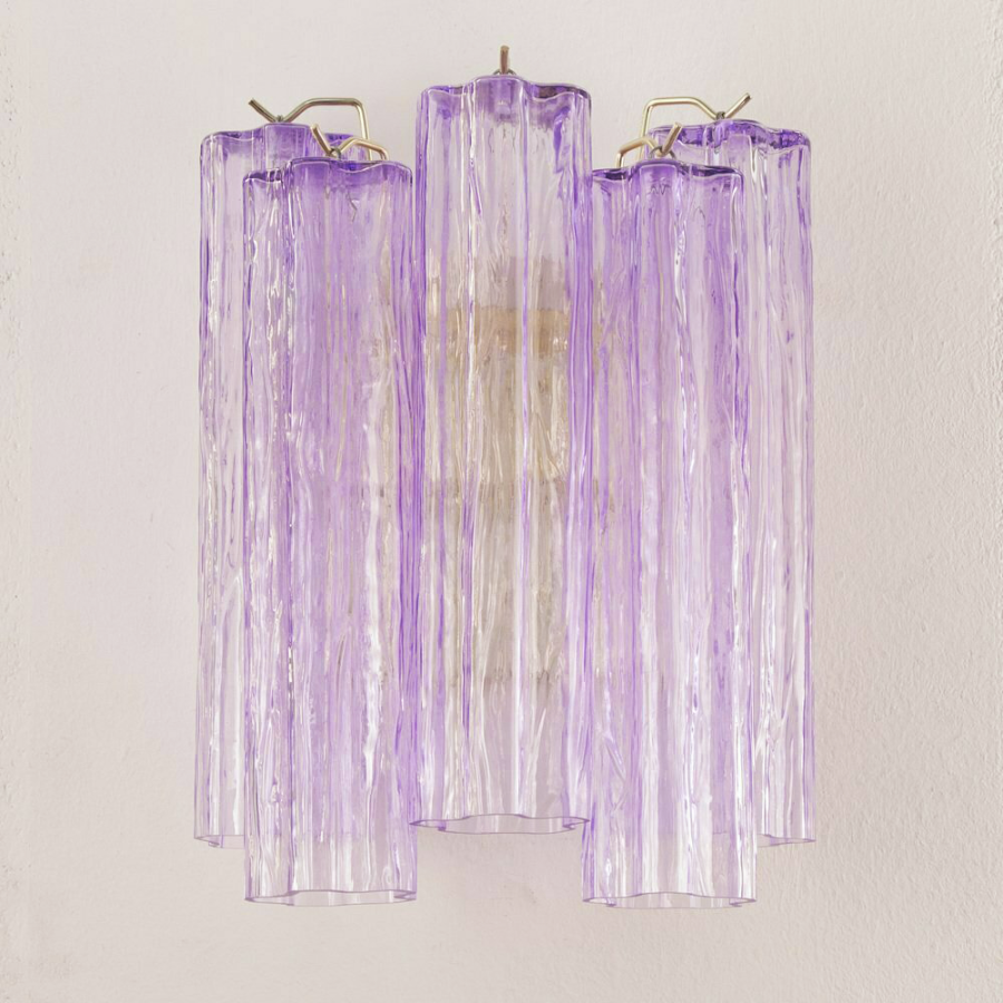 Mid-Century Amber Murano Glass Tube Wall Sconce – Italian Vintage Wall Light