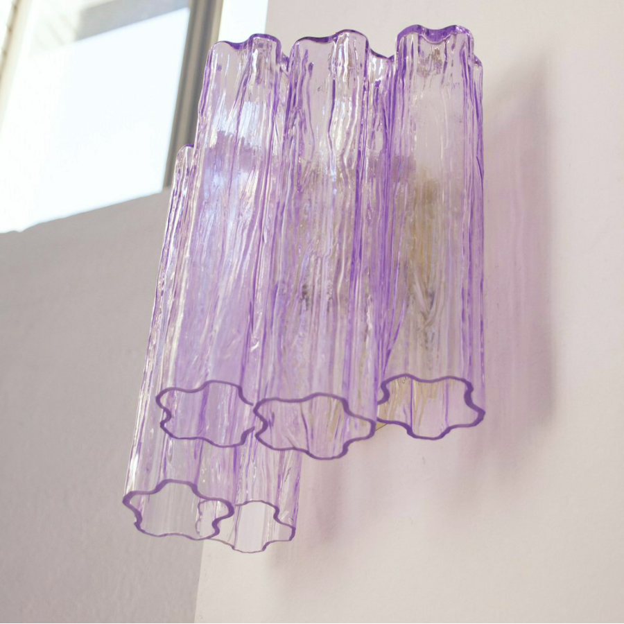 Mid-Century Amber Murano Glass Tube Wall Sconce – Italian Vintage Wall Light