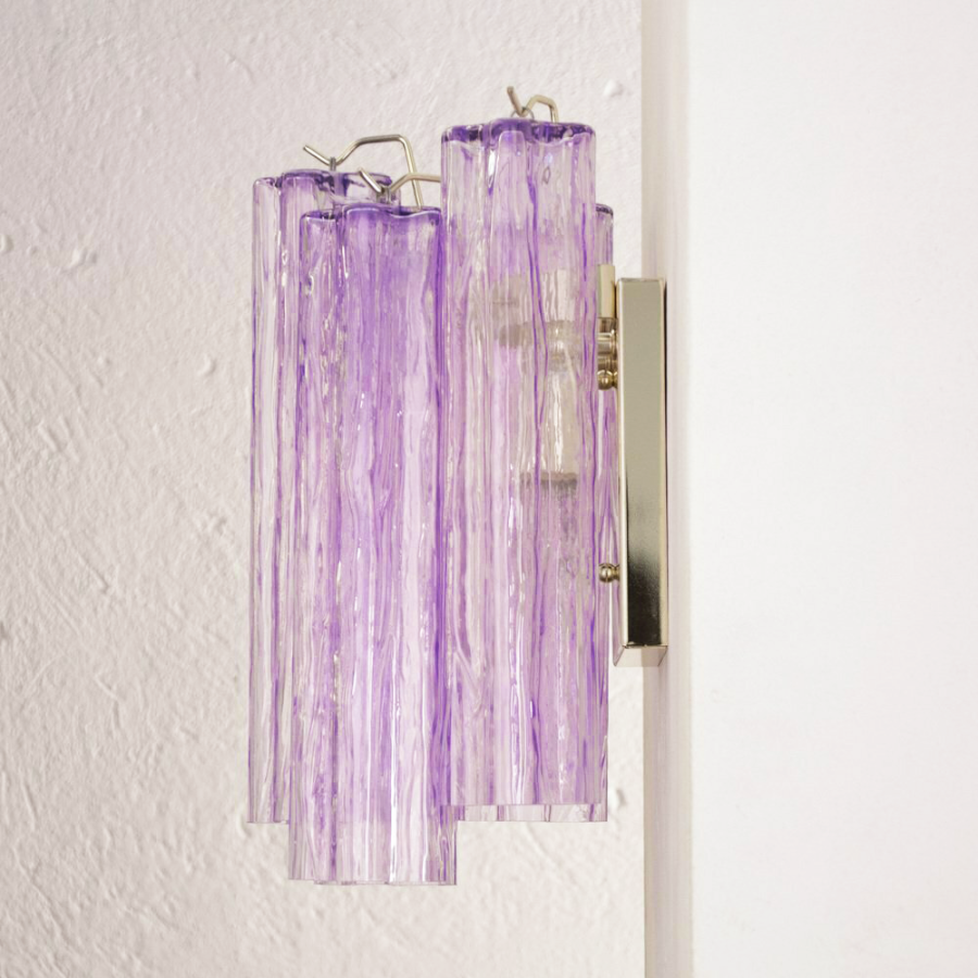 Mid-Century Amber Murano Glass Tube Wall Sconce – Italian Vintage Wall Light