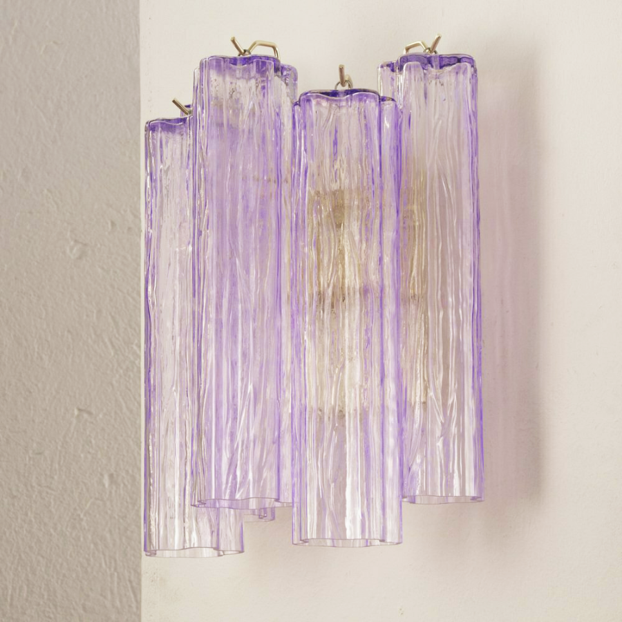 Mid-Century Amber Murano Glass Tube Wall Sconce – Italian Vintage Wall Light