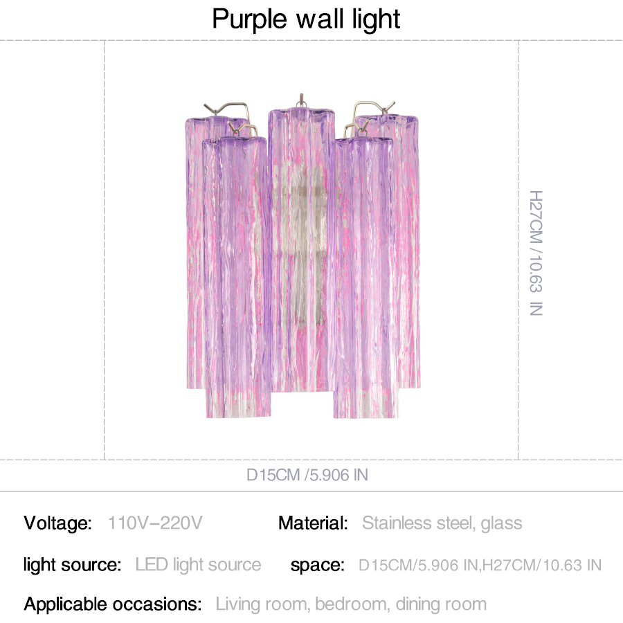 Mid-Century Amber Murano Glass Tube Wall Sconce – Italian Vintage Wall Light