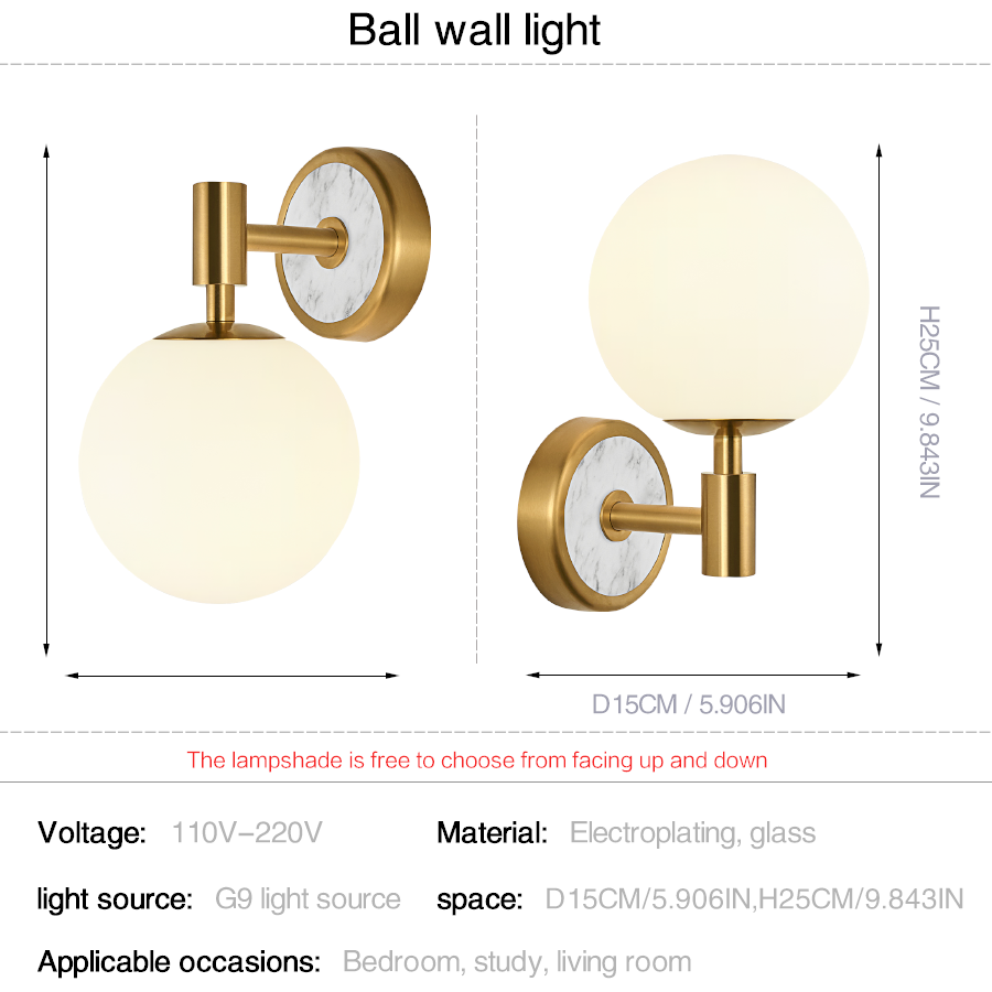 American Minimalist Globe Glass Wall Sconce –1-Light, 2-Light