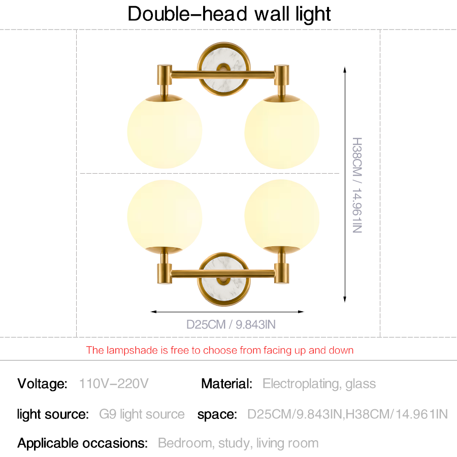 American Minimalist Globe Glass Wall Sconce –1-Light, 2-Light