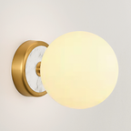 Cream White Faux Marble Glass Globe Wall Sconce for Bedroom & Living Room