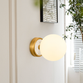 Cream White Faux Marble Glass Globe Wall Sconce for Bedroom & Living Room