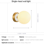 Cream White Faux Marble Glass Globe Wall Sconce for Bedroom & Living Room