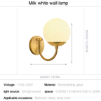 Modern Curved Arm Glass Globe Wall Sconce–1-Light, 2-Ligh for Bedroom & Living Room